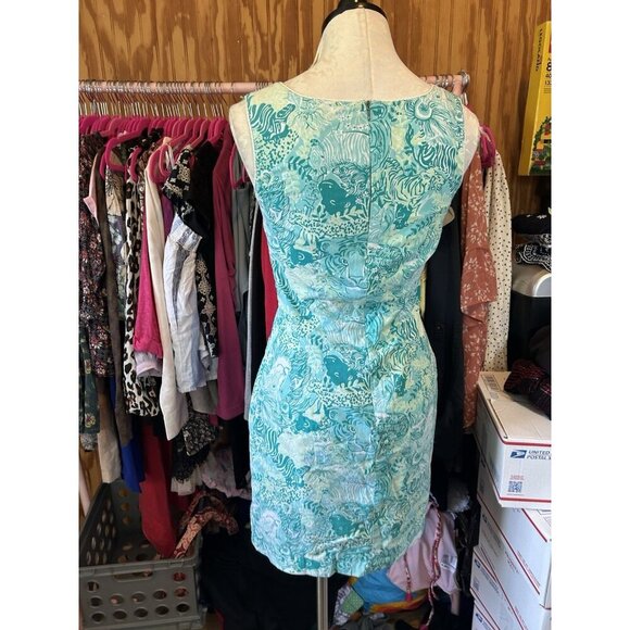 Lilly Pulitzer Safari Animal Print Lion Zebra Sleeveless VTG Dress Size 6 Green - Picture 8 of 11